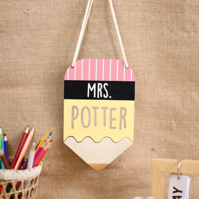 Teacher Pencil Name Sign Custom | Personalized Teacher Pencil Name Sign – Custom Classroom Door or Desk Decor Gift | Custom Pencil Shaped Wooden or Acrylic Decor - Image 4