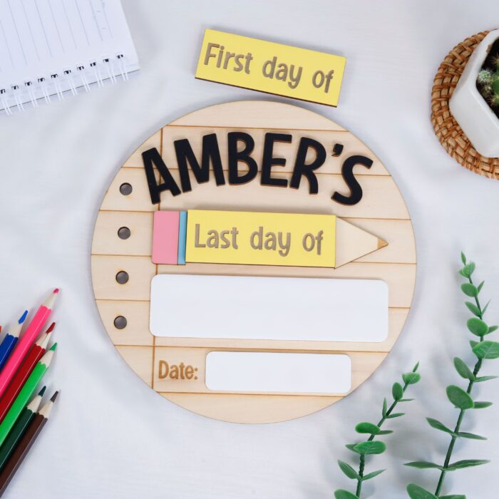 School Photo Props with Pencil Notebook - Personalized Keepsake | Custom First Day School Sign with Pencil and Notebook - Image 8