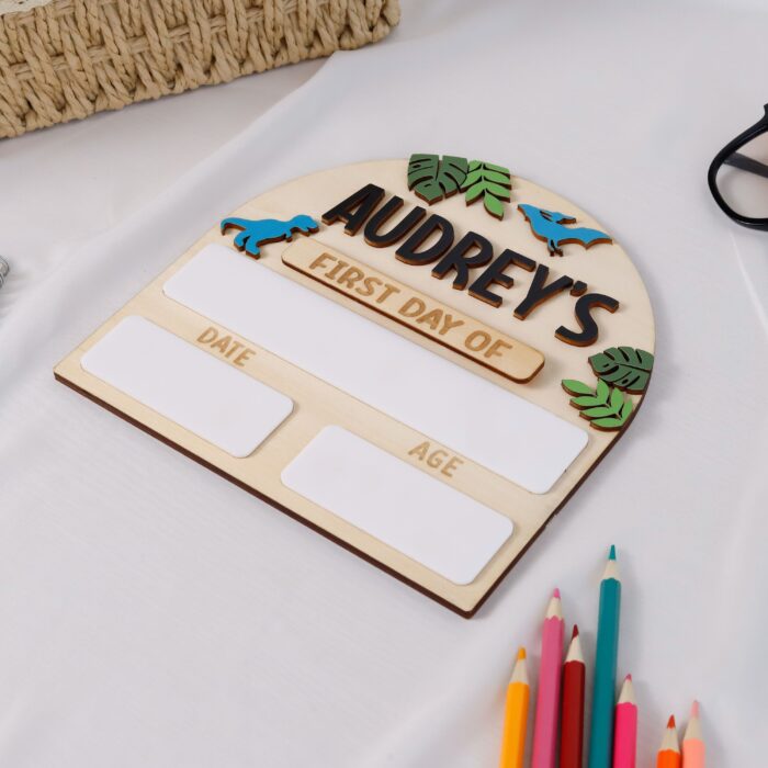 Kids School Photo Props with Dinosaur - Personalized Dino Keepsake | Dinosaur School Photo Props for First Day Fun | Custom Dino School Signs for Kids' Milestones - Image 7