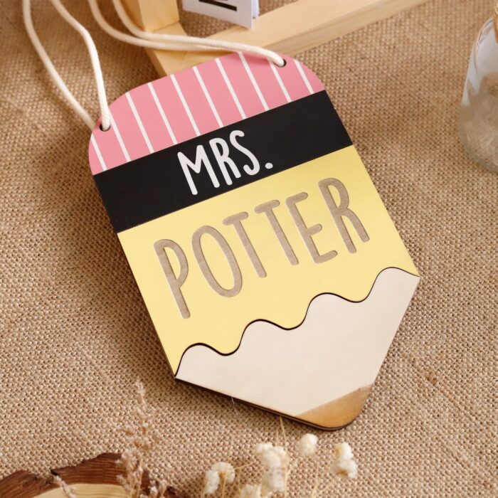 Teacher Pencil Name Sign Custom | Personalized Teacher Pencil Name Sign – Custom Classroom Door or Desk Decor Gift | Custom Pencil Shaped Wooden or Acrylic Decor - Image 6