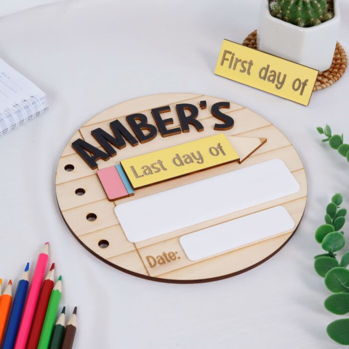School Photo Props with Pencil Notebook - Personalized Keepsake | Custom First Day School Sign with Pencil and Notebook - Image 7