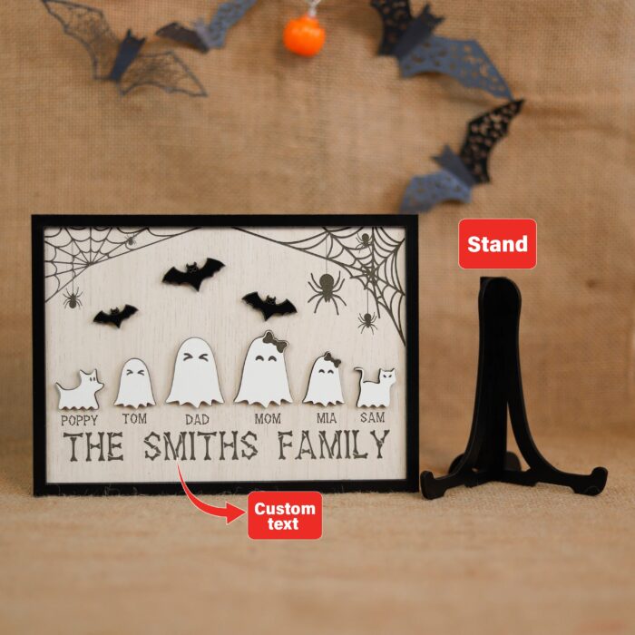 Ghost Family Wood Sign Personalized | Personalized Ghost Family Wood Sign – Cute Halloween Decor for Your Boo Crew - Image 3