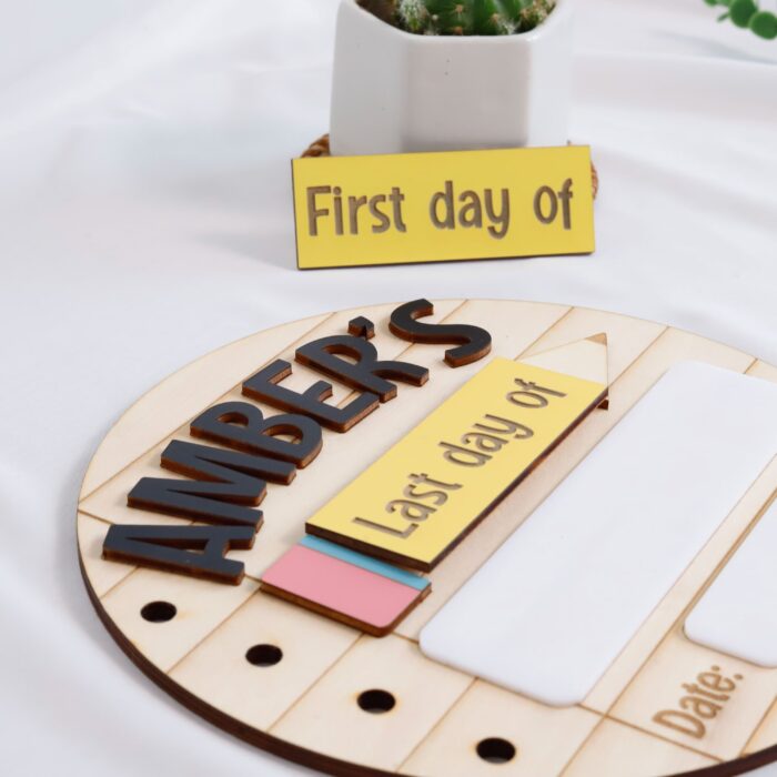 School Photo Props with Pencil Notebook - Personalized Keepsake | Custom First Day School Sign with Pencil and Notebook - Image 10