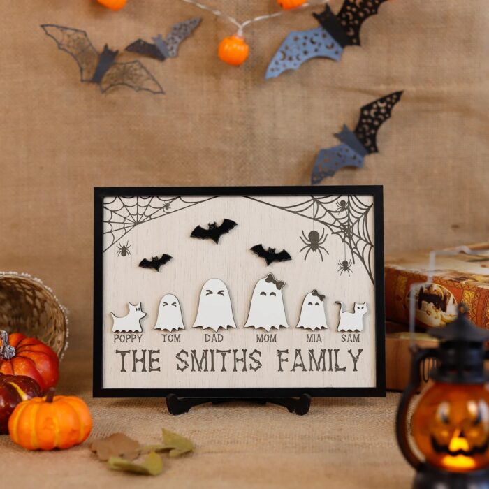 Ghost Family Wood Sign Personalized | Personalized Ghost Family Wood Sign – Cute Halloween Decor for Your Boo Crew