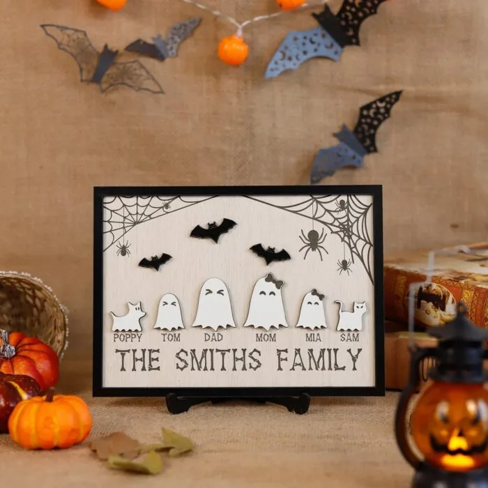 Ghost Family Wood Sign Personalized | Personalized Ghost Family Wood Sign – Cute Halloween Decor for Your Boo Crew