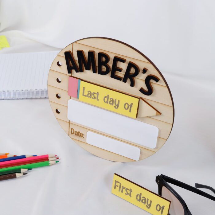 School Photo Props with Pencil Notebook - Personalized Keepsake | Custom First Day School Sign with Pencil and Notebook - Image 9