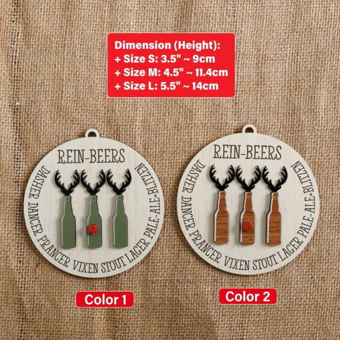 Reinbeers Ornament for Beer Lovers | Personalized Beer Ornament – Reinbeers Gift for Craft Beer Fans This Xmas | Custom Reinbeers Christmas Ornament - Image 2