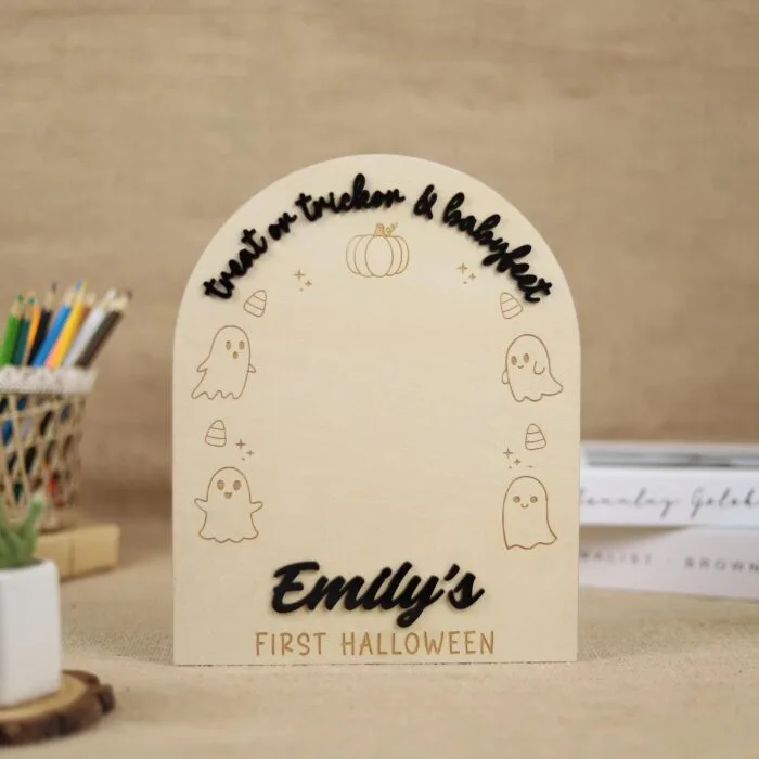 Kids Footprint Ghost Board Halloween |   Halloween Kids Footprint Ghost Board – Personalized Craft Keepsake for Spooky Fun | Custom Ghost Footprint Board for Halloween - Image 5