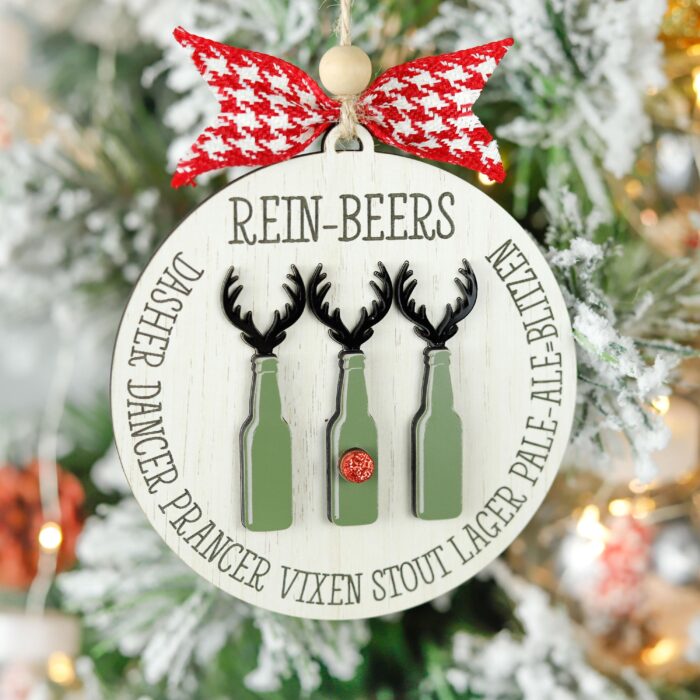 Reinbeers Ornament for Beer Lovers | Personalized Beer Ornament – Reinbeers Gift for Craft Beer Fans This Xmas | Custom Reinbeers Christmas Ornament