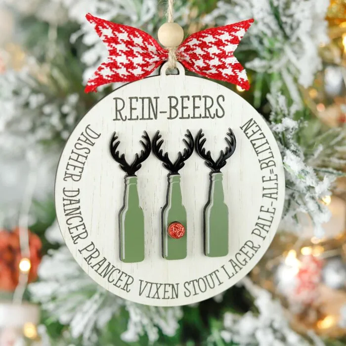 Reinbeers Ornament for Beer Lovers | Personalized Beer Ornament – Reinbeers Gift for Craft Beer Fans This Xmas | Custom Reinbeers Christmas Ornament