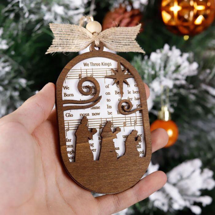 Nativity Music Sheet Ornament Custom | Personalized Christmas Tree Keepsake Gift | Custom Nativity Ornament with Music Sheet – Unique Holiday Gift for Families - Image 9