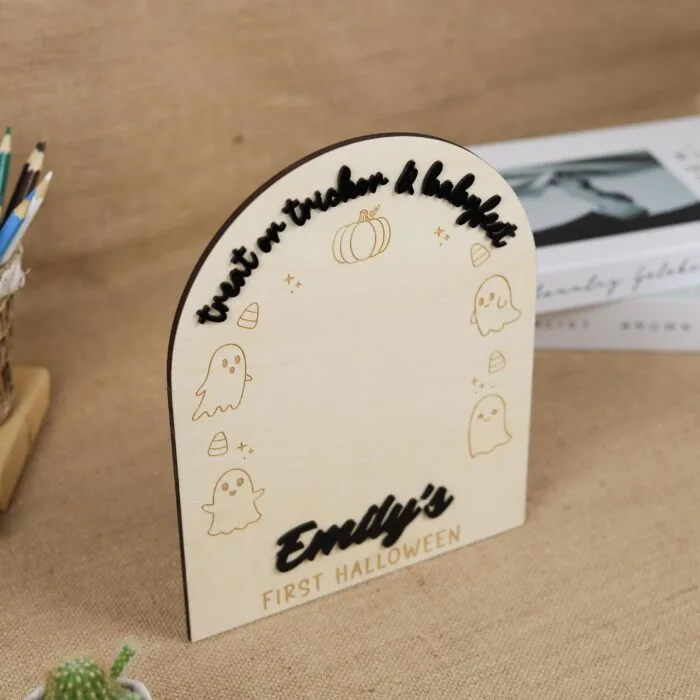 Kids Footprint Ghost Board Halloween |   Halloween Kids Footprint Ghost Board – Personalized Craft Keepsake for Spooky Fun | Custom Ghost Footprint Board for Halloween - Image 7