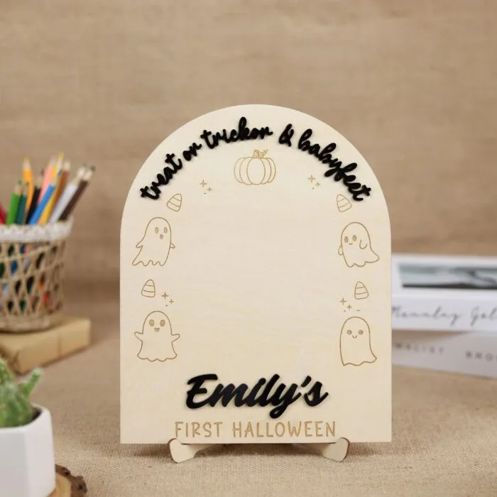 Kids Footprint Ghost Board Halloween |   Halloween Kids Footprint Ghost Board – Personalized Craft Keepsake for Spooky Fun | Custom Ghost Footprint Board for Halloween