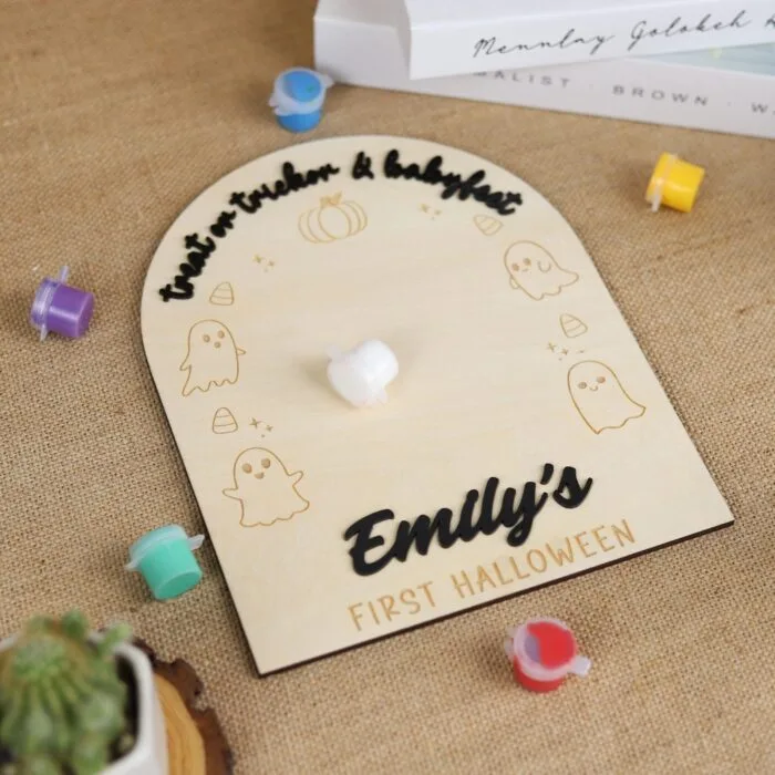 Kids Footprint Ghost Board Halloween |   Halloween Kids Footprint Ghost Board – Personalized Craft Keepsake for Spooky Fun | Custom Ghost Footprint Board for Halloween - Image 10