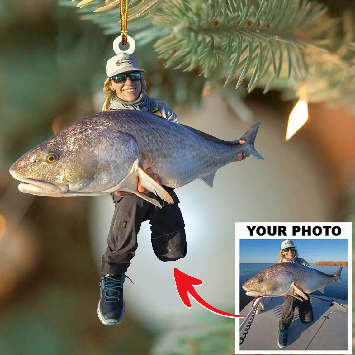 Personalized Fishing Photo Ornament – First Catch Keepsake | Personalized Ornament - Image 3