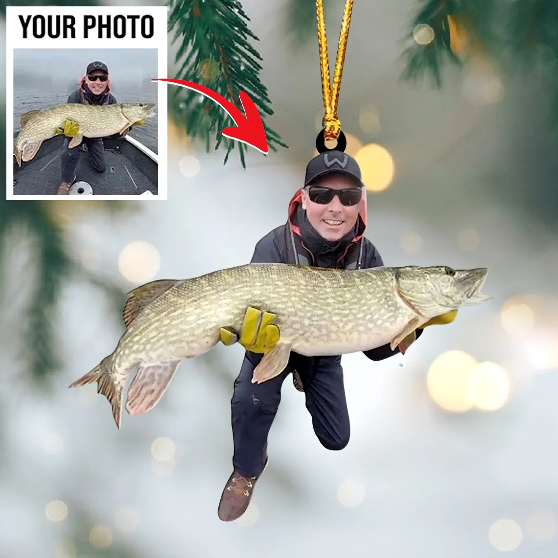 Personalized Fishing Photo Ornament – First Catch Keepsake | Personalized Ornament