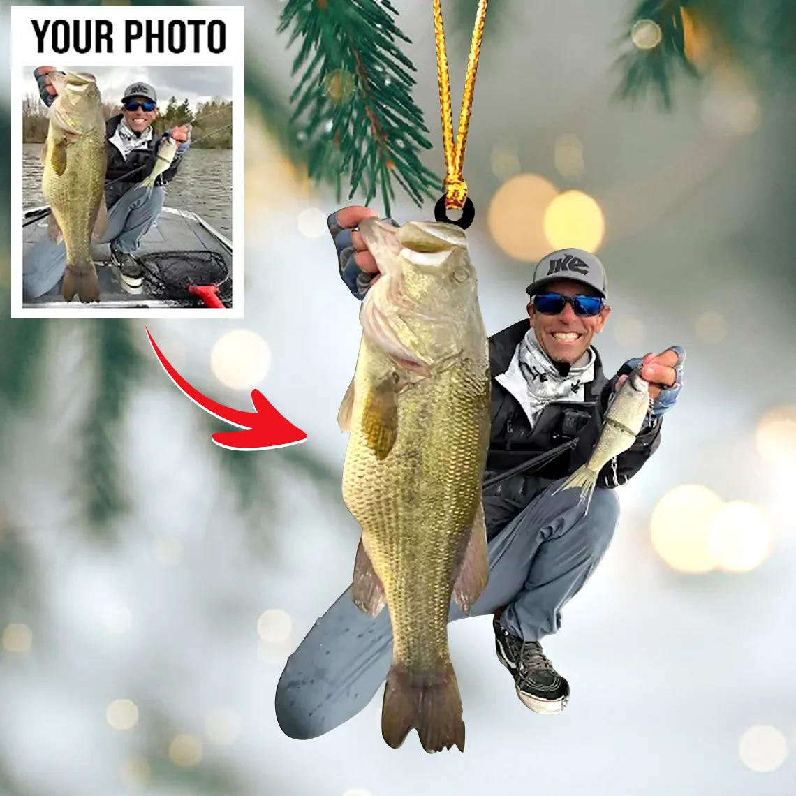 Personalized Fishing Photo Ornament – First Catch Keepsake | Personalized Ornament - Image 4