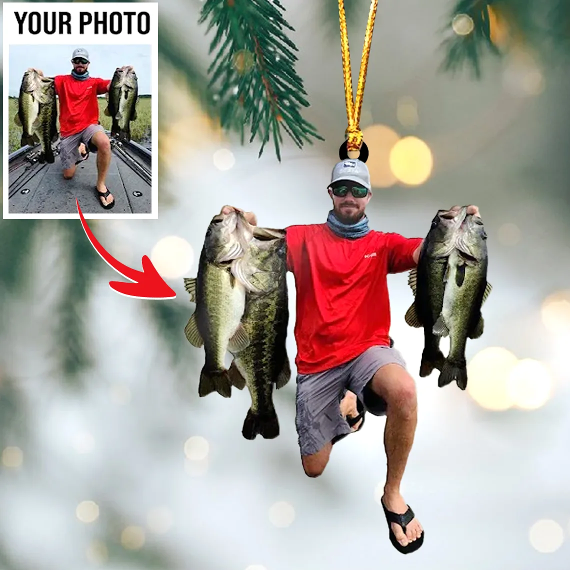 Personalized Fishing Photo Ornament – First Catch Keepsake | Personalized Ornament - Image 5