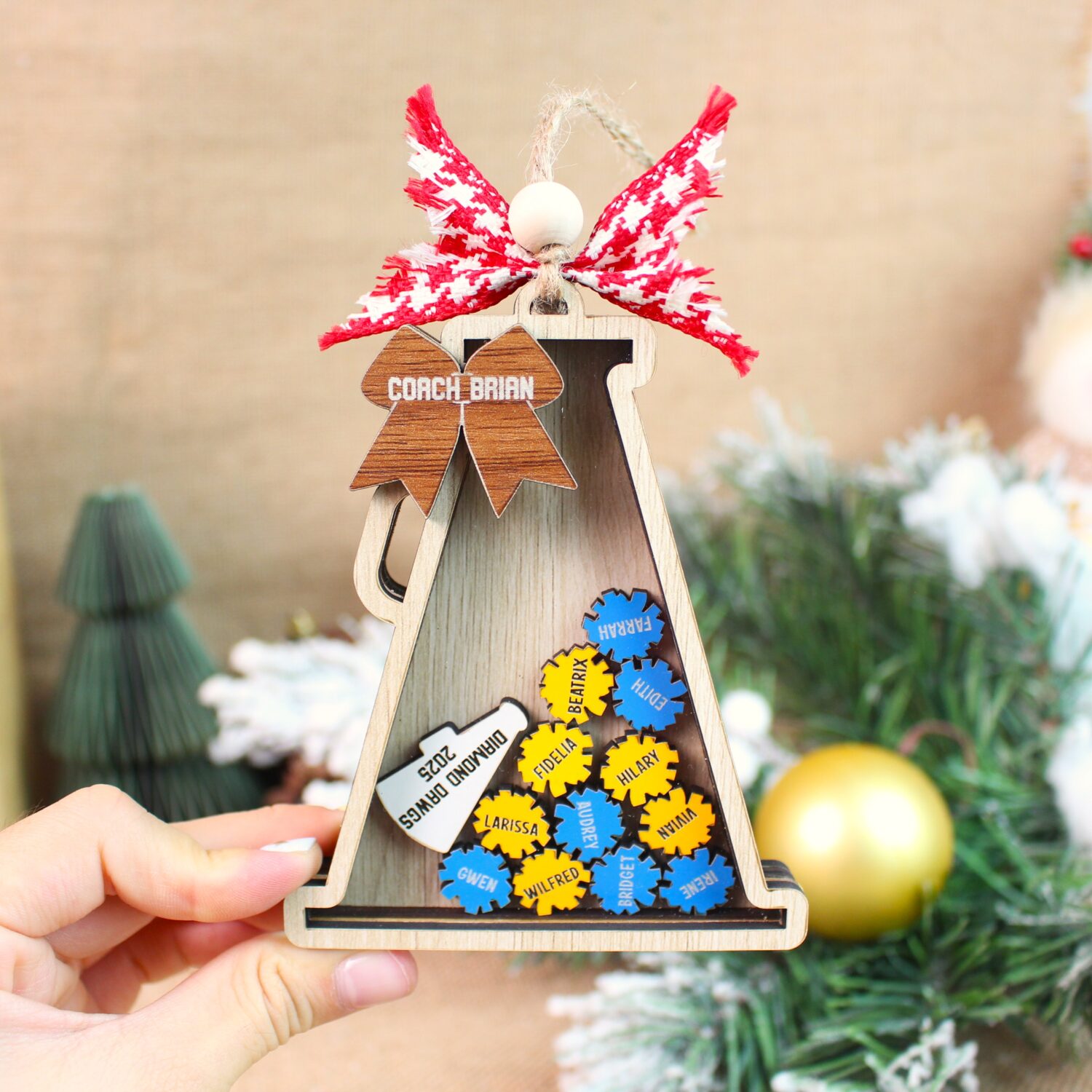 Personalized Cheerleader Team Ornament – Custom Cheer Team Keepsake | Personalized Custom | Woodhug - Image 3