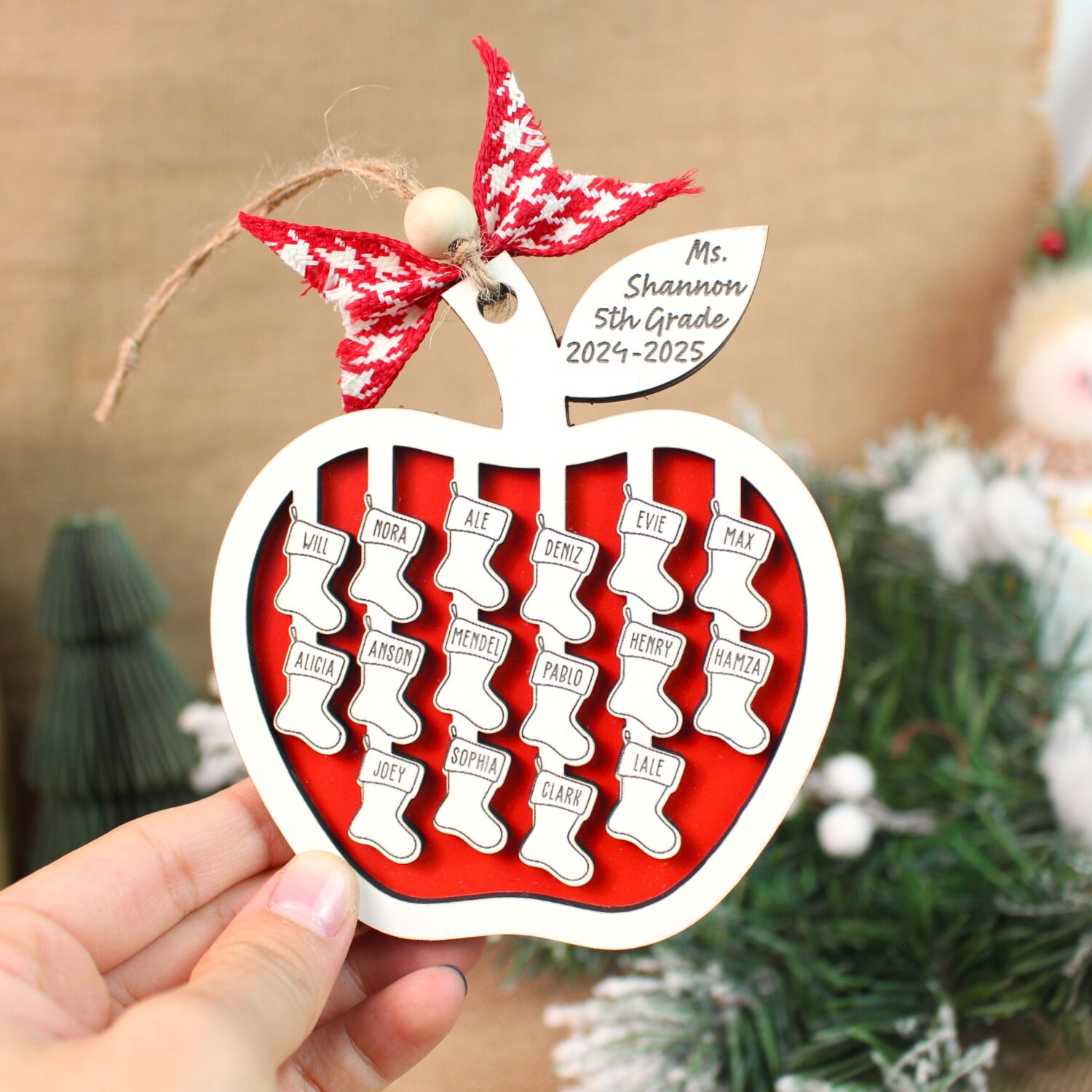 Personalized Teacher Thank You Ornament – Custom Appreciation Gift for Teacher | Personalized Ornament | Woodhug - Image 4