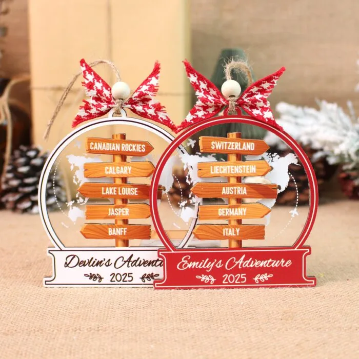 Personalized Travel Adventure Ornament – Custom Travel Keepsake for Journey Lovers | Personalized Ornament