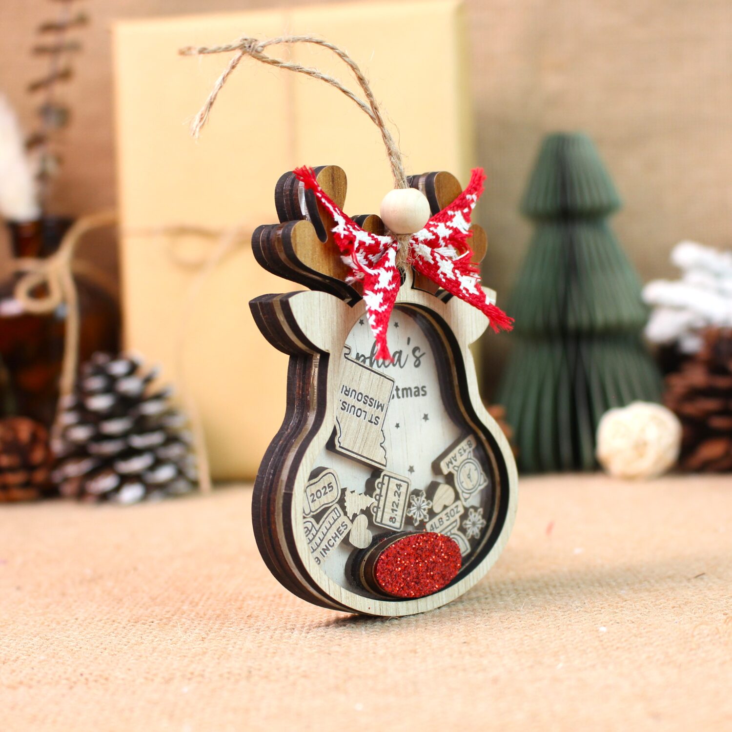 Personalized Reindeer Baby 1st Christmas Ornament | Personalized Ornament | Woodhug - Image 6