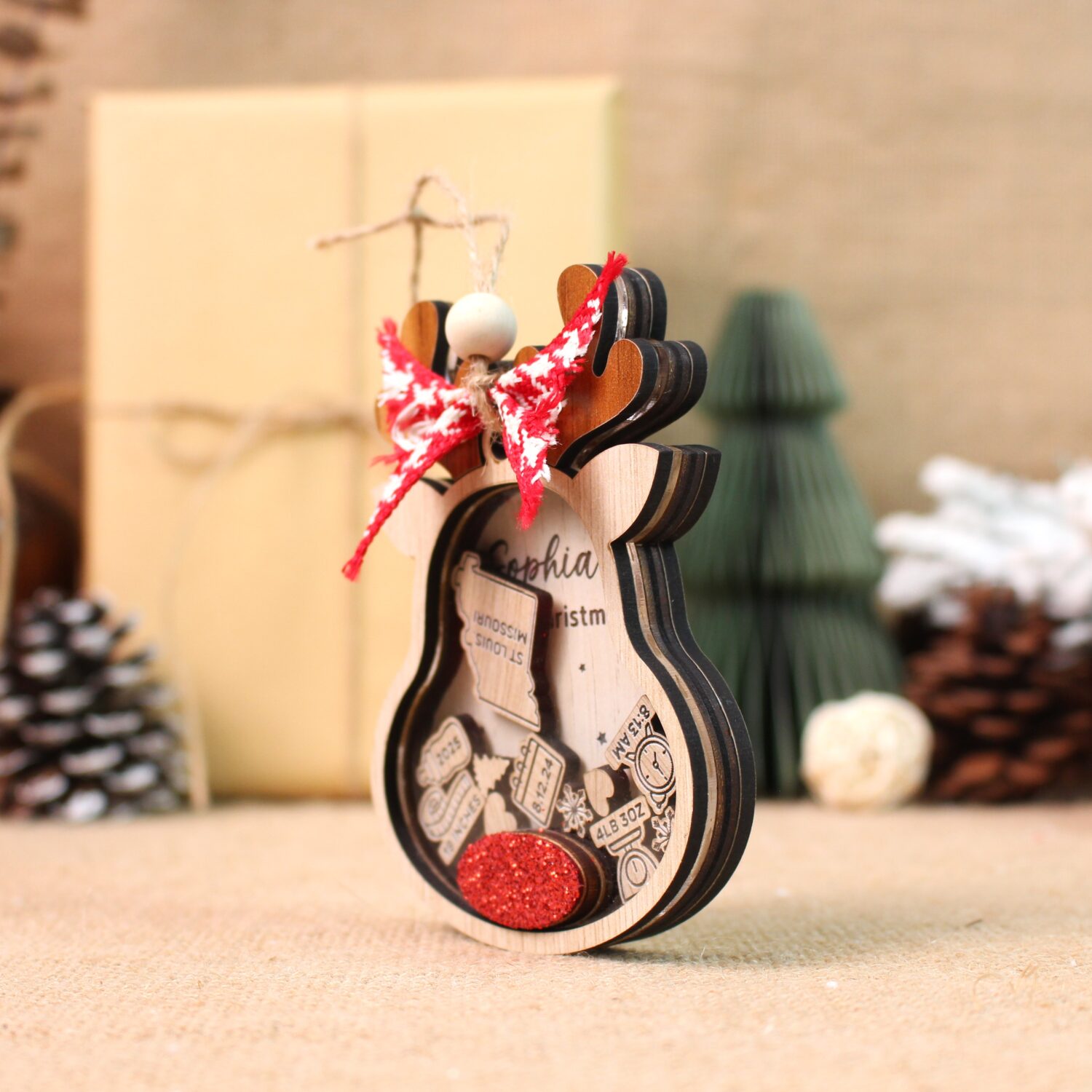 Personalized Reindeer Baby 1st Christmas Ornament | Personalized Ornament | Woodhug - Image 7