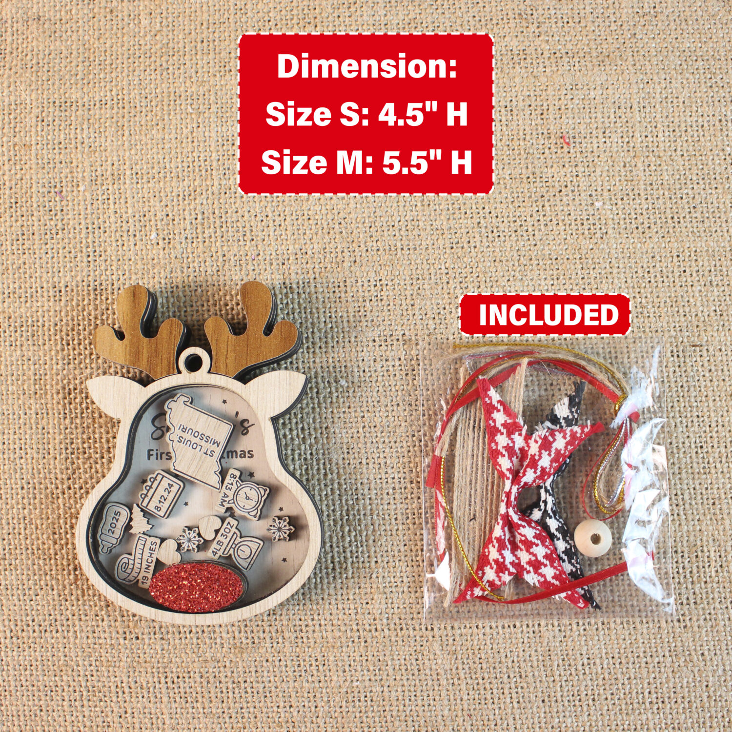 Personalized Reindeer Baby 1st Christmas Ornament | Personalized Ornament | Woodhug - Image 2