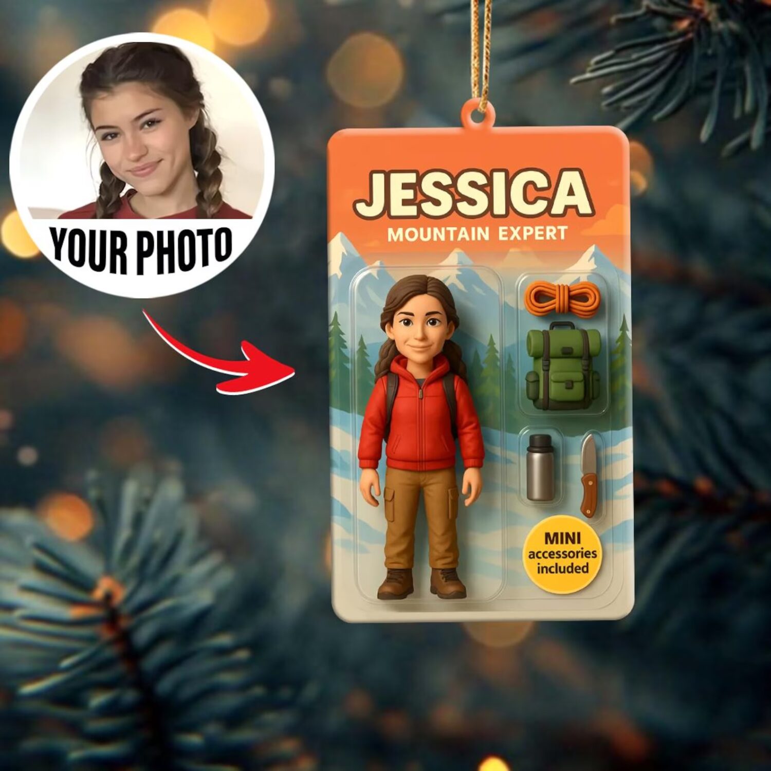 Personalized 2D Flat Mountain Expert Ornament – Custom Mountain Lover Keepsake | Personalized Ornament - Image 2