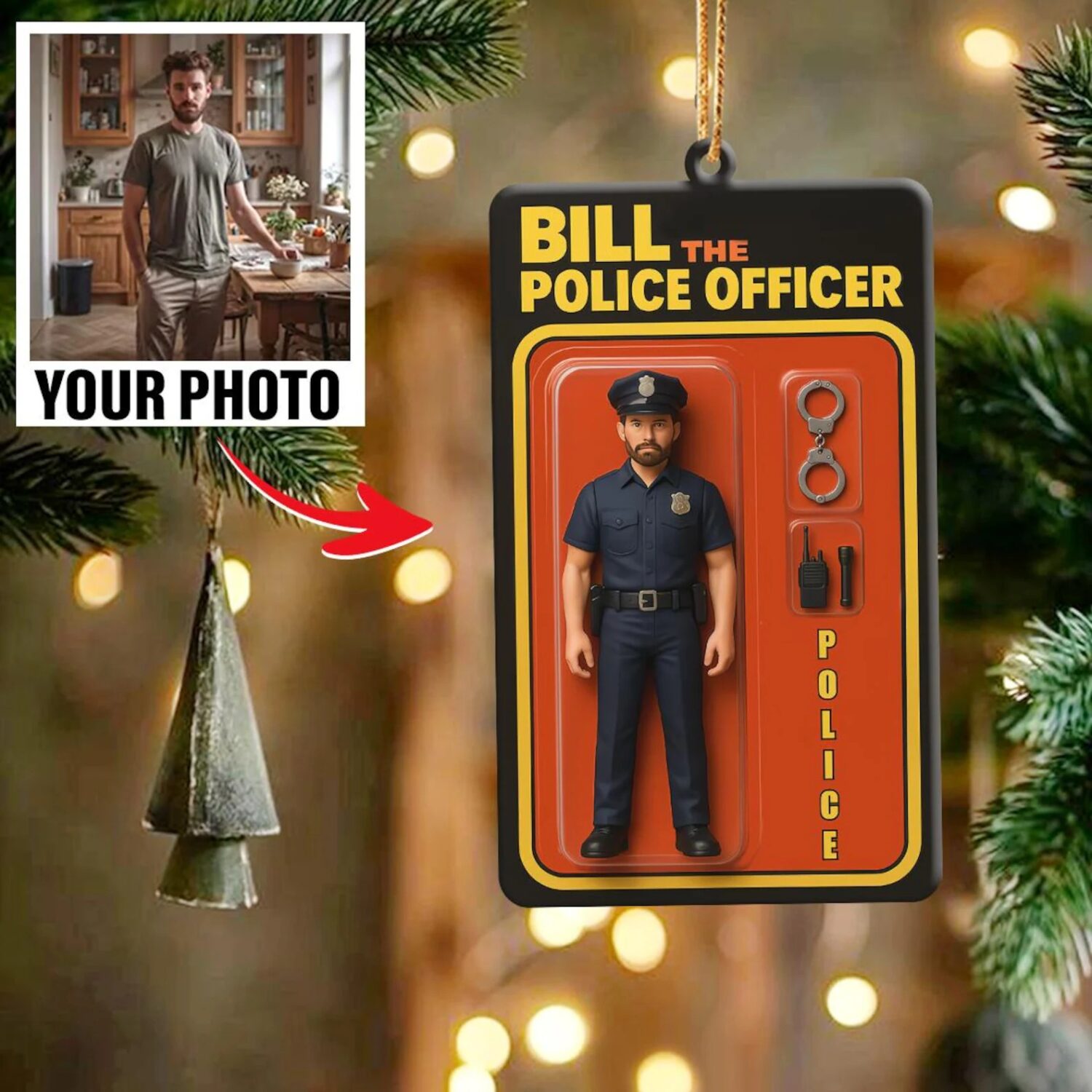 Personalized 2D Flat Police Uniform Ornament – Custom Name Keepsake for Officer | Personalized Ornament - Image 2