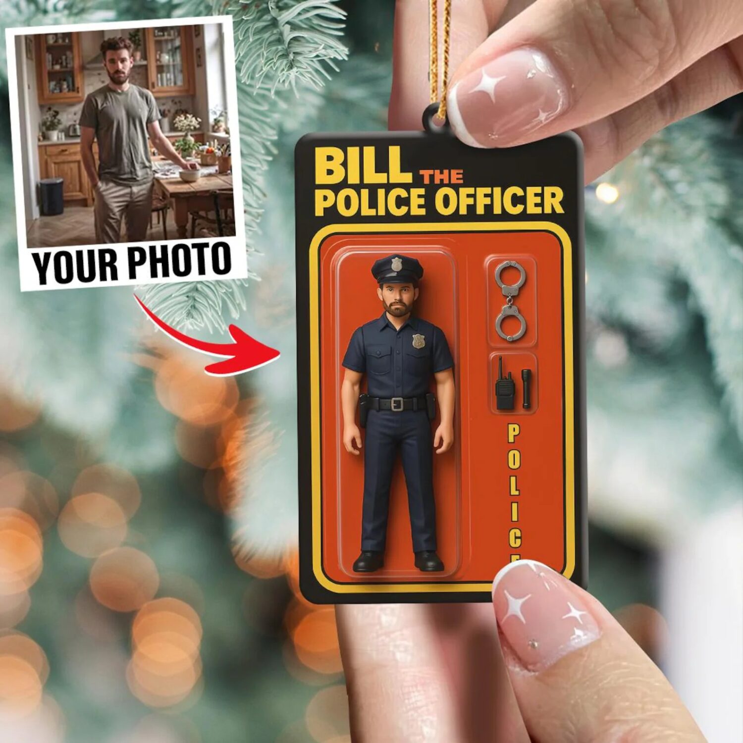 Personalized 2D Flat Police Uniform Ornament – Custom Name Keepsake for Officer | Personalized Ornament - Image 4