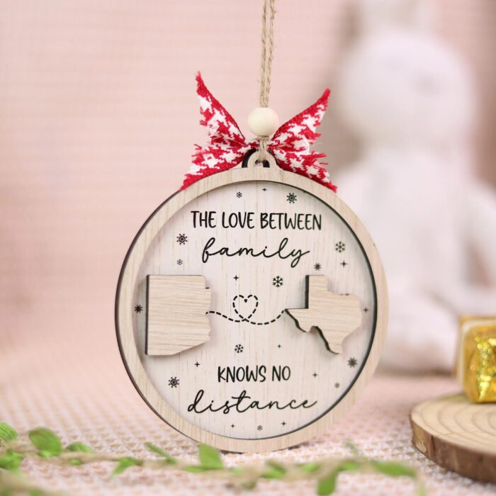 Personalized Long Distance Gift – “The Love Between Family Knows No Distance” Ornament | Personalized Ornament - Image 4