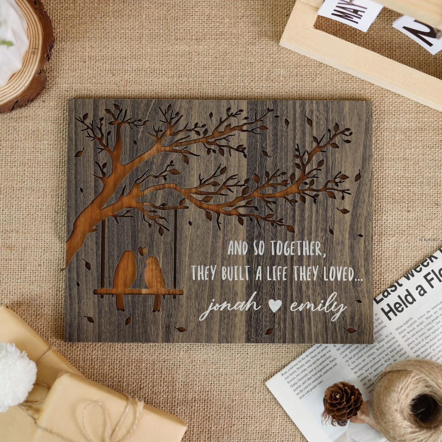 Personalized Love Birds Couple Plaque | Personalized Gift | Woodhug - Image 3