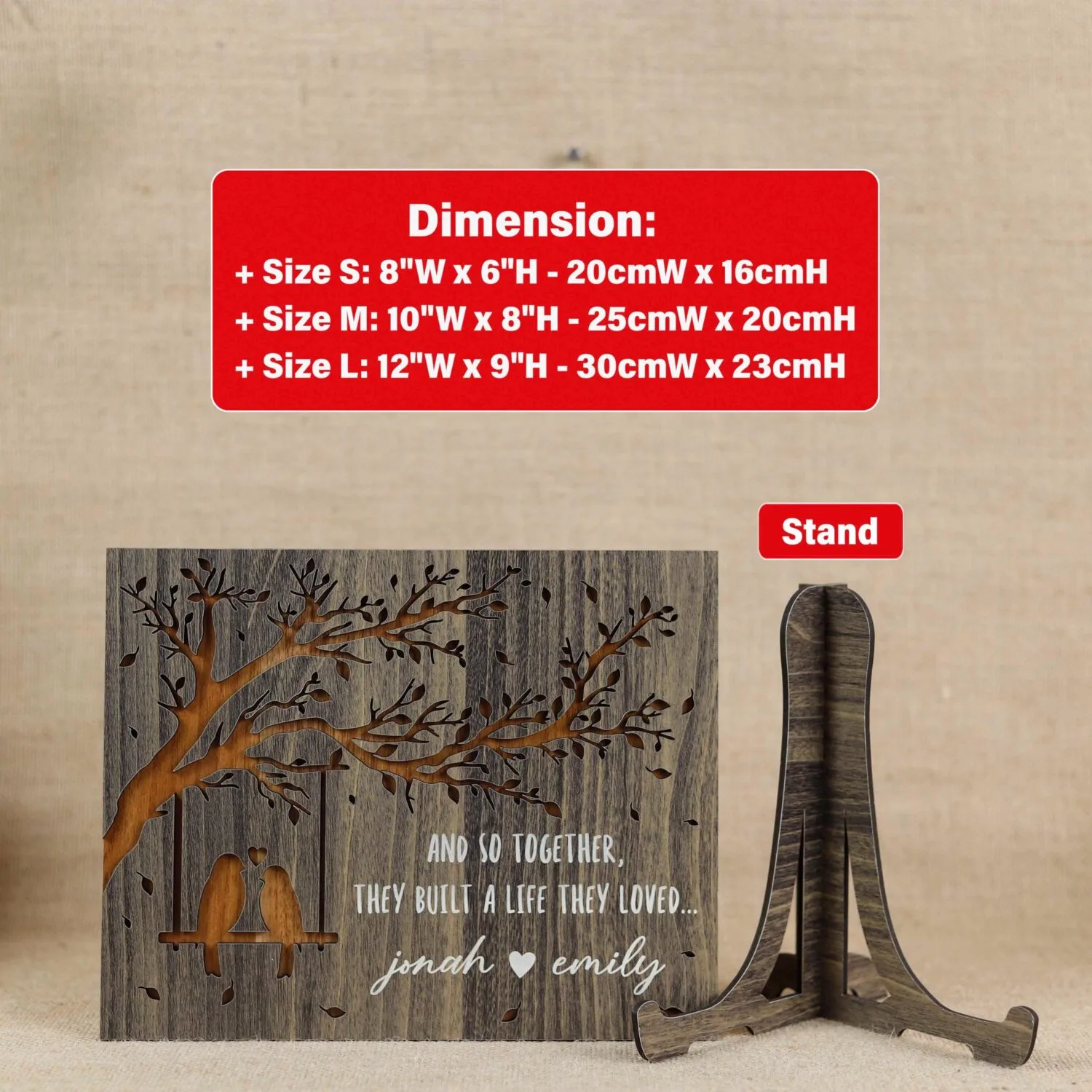 Personalized Love Birds Couple Plaque | Personalized Gift | Woodhug - Image 2