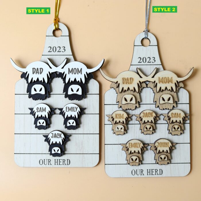 Our Herd Personalized Highland Cow Ornament - Image 2
