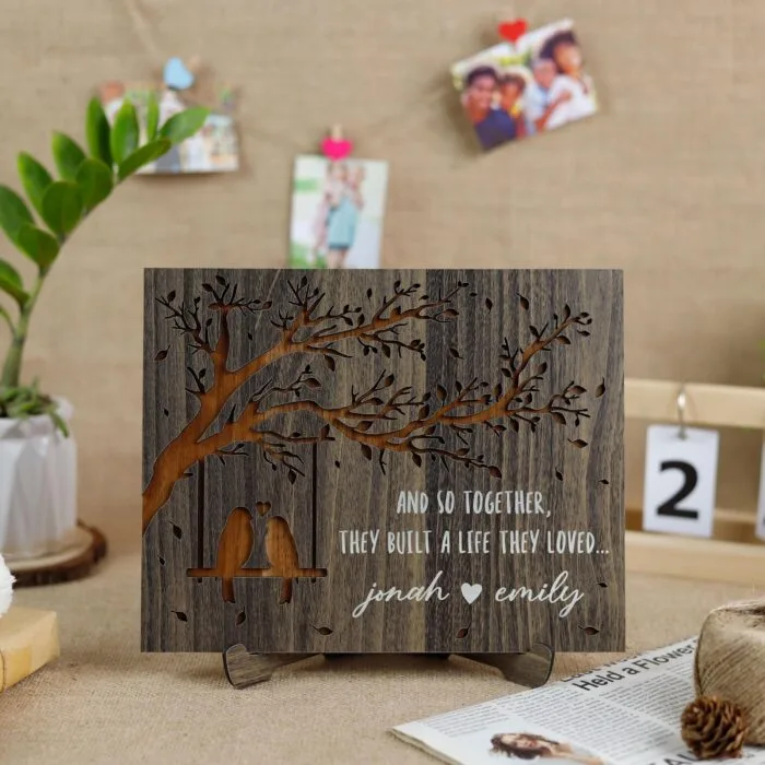 Personalized Love Birds Couple Plaque | Personalized Gift | Woodhug