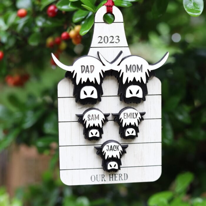 Our Herd Personalized Highland Cow Ornament