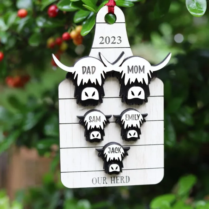 Our Herd Personalized Highland Cow Ornament