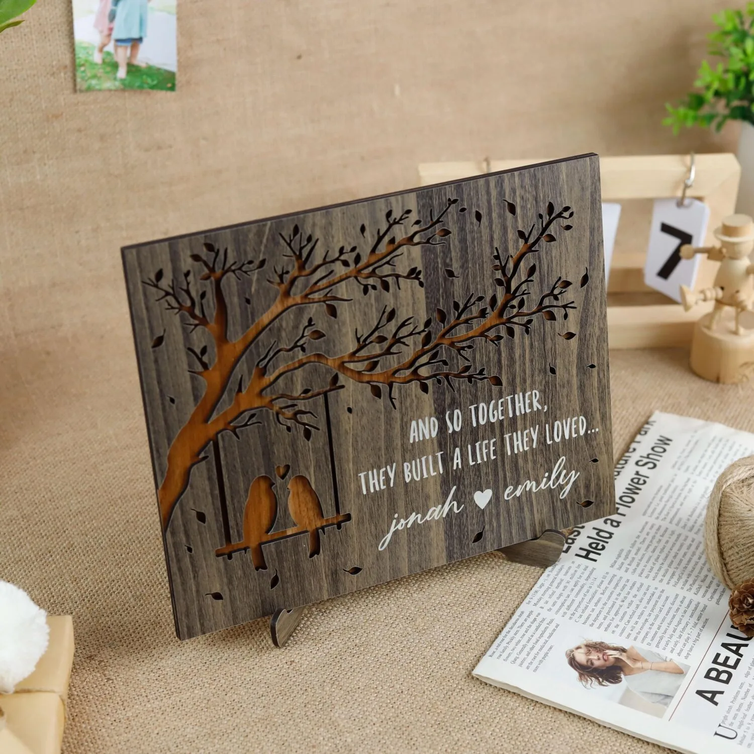 Personalized Love Birds Couple Plaque | Personalized Gift | Woodhug - Image 4