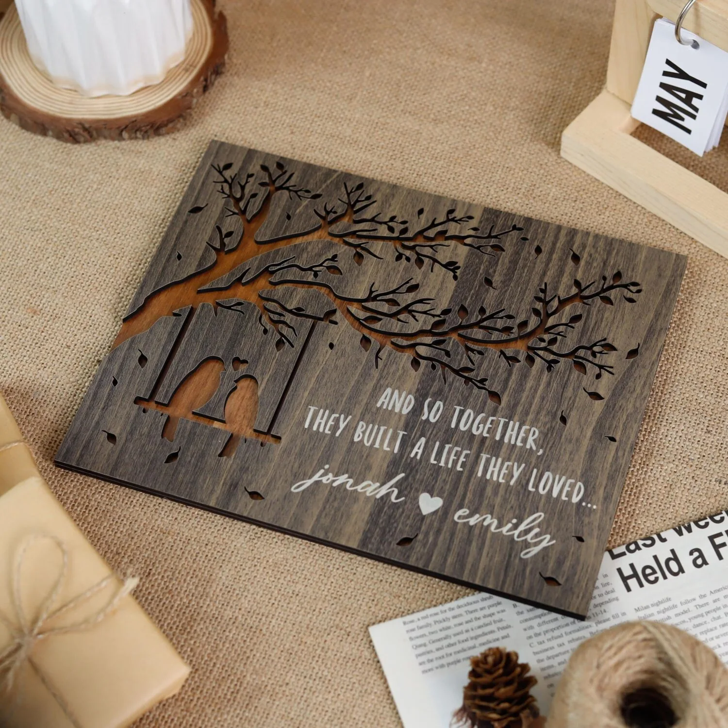 Personalized Love Birds Couple Plaque | Personalized Gift | Woodhug - Image 6