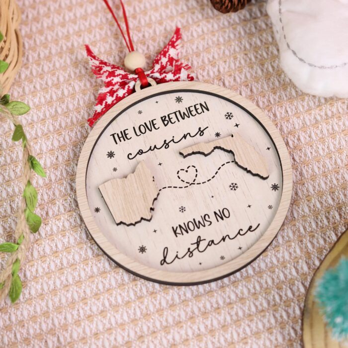 Personalized Long Distance Gift – “The Love Between Family Knows No Distance” Ornament | Personalized Ornament - Image 5