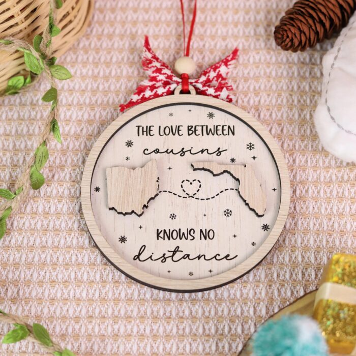 Personalized Long Distance Gift – “The Love Between Family Knows No Distance” Ornament | Personalized Ornament - Image 8
