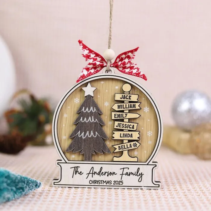 Personalized Family Name Christmas Ornament – Custom Family Name Keepsake | Personalized Ornament | Woodhug