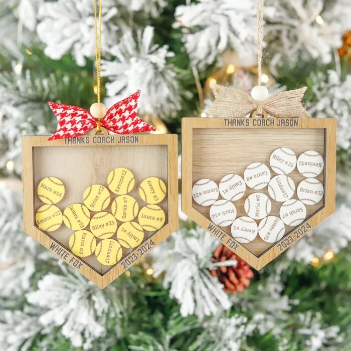 Personalized Baseball / Softball Coach Shaker Ornament | Personalized Ornament | Woodhug