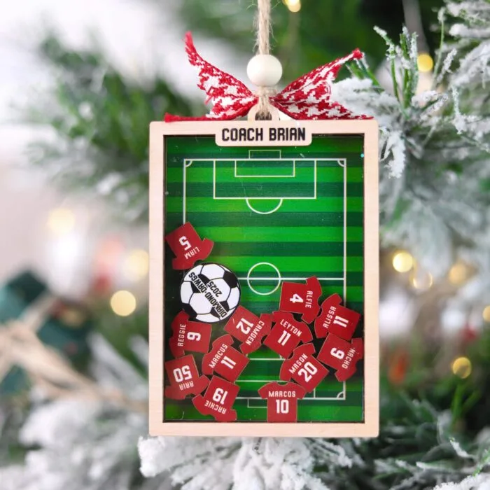 Personalized Soccer Field Coach 4D Shaker Ornament | Personalized Ornament | Woodhug