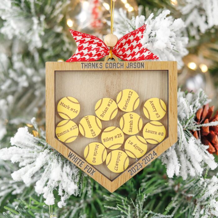 Personalized Baseball / Softball Coach Shaker Ornament | Personalized Ornament - Image 6