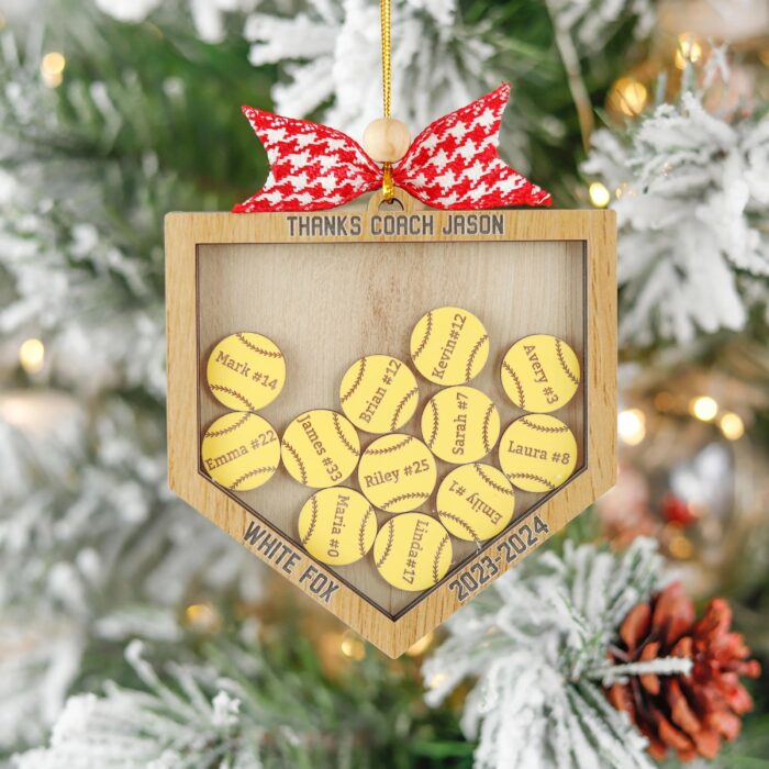 Personalized Baseball / Softball Coach Shaker Ornament | Personalized Ornament - Image 11