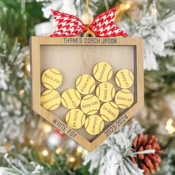 Personalized Baseball / Softball Coach Shaker Ornament | Personalized Ornament - Image 9