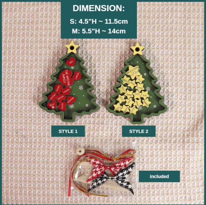 Personalized Christmas Tree Ornament with Names| Personalized Ornament - Image 2
