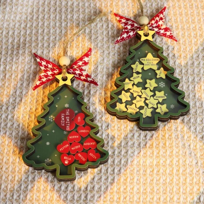 Personalized Christmas Tree Ornament with Names| Personalized Ornament | Woodhug